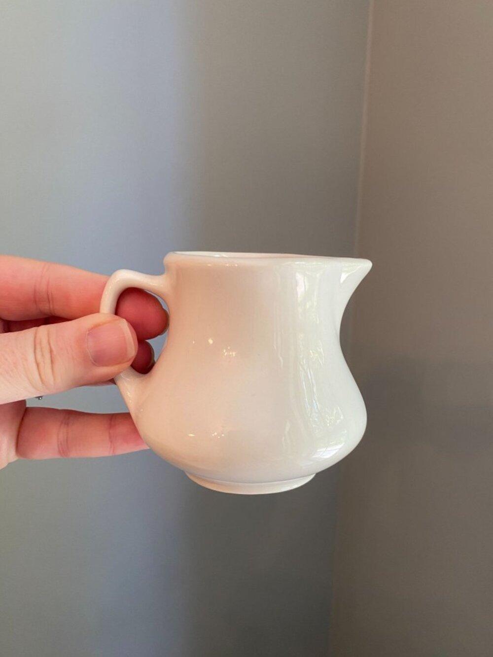 Buffalo By Oneida White Ceramic Creamer Pitcher 3" Vintage Milk Jug USA-Made